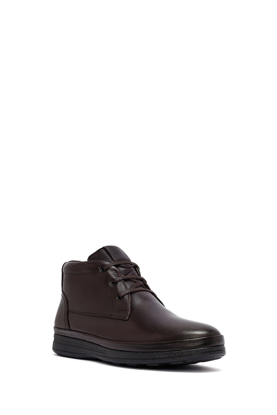 Men's Brown Lace-Up Zipper Leather Casual Boots