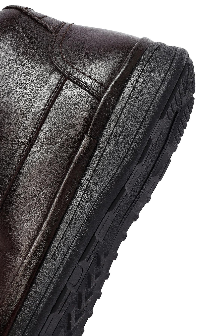 Men's Brown Lace-Up Zipper Leather Casual Boots