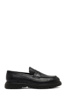 Men's Black Thick-Soled Leather Loafer | Derimod