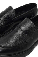 Men's Black Thick-Soled Leather Loafer | Derimod