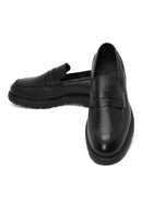 Men's Black Thick-Soled Leather Loafer | Derimod