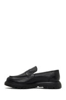Men's Black Thick-Soled Leather Loafer | Derimod