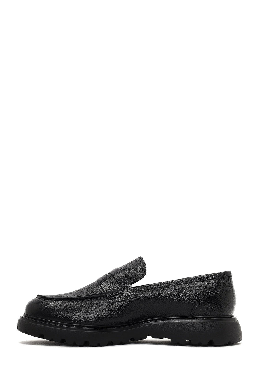 Men's Black Thick-Soled Leather Loafer