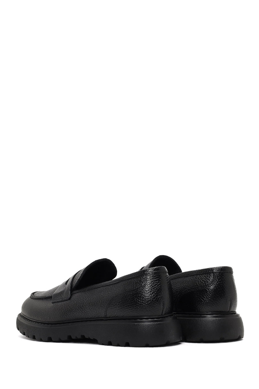 Men's Black Thick-Soled Leather Loafer
