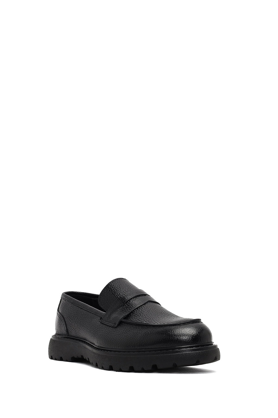 Men's Black Thick-Soled Leather Loafer
