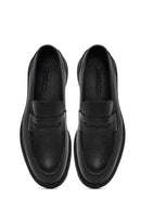 Men's Black Thick-Soled Leather Loafer | Derimod