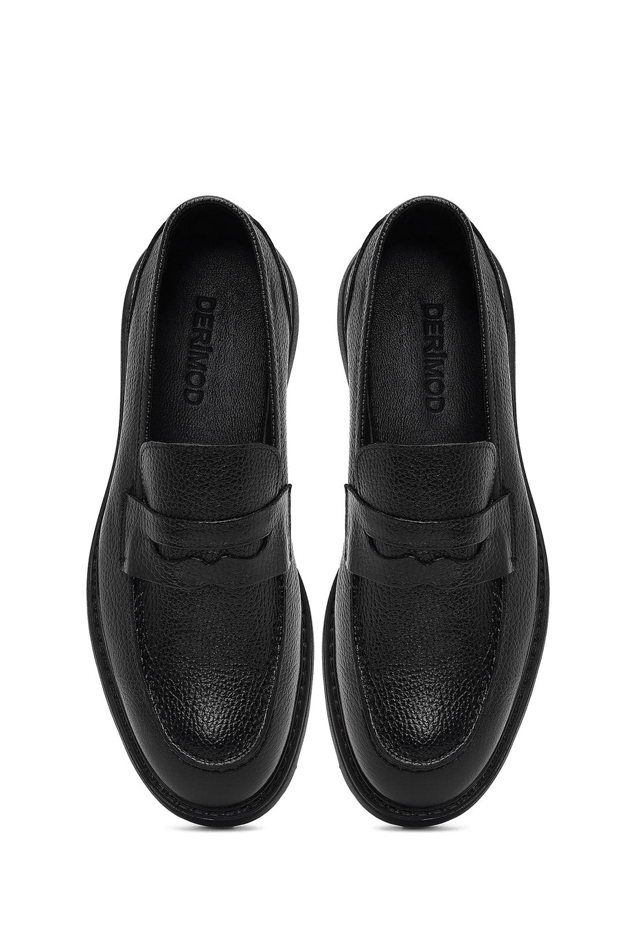 Men's Black Thick-Soled Leather Loafer