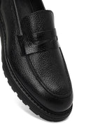 Men's Black Thick-Soled Leather Loafer | Derimod