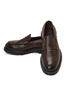 Men's Brown Thick Sole Leather Loafer | Derimod