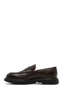 Men's Brown Thick Sole Leather Loafer | Derimod