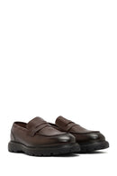 Men's Brown Thick Sole Leather Loafer | Derimod