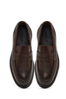 Men's Brown Thick Sole Leather Loafer | Derimod