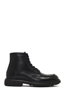 Men's Black Lace-Up Zipper Leather Casual Boot | Derimod