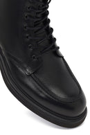 Men's Black Lace-Up Zipper Leather Casual Boot | Derimod