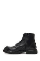 Men's Black Lace-Up Zipper Leather Casual Boot | Derimod