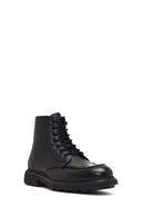 Men's Black Lace-Up Zipper Leather Casual Boot | Derimod