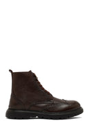 Men's Brown Zipper Leather Boot | Derimod