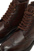 Men's Brown Zipper Leather Boot | Derimod