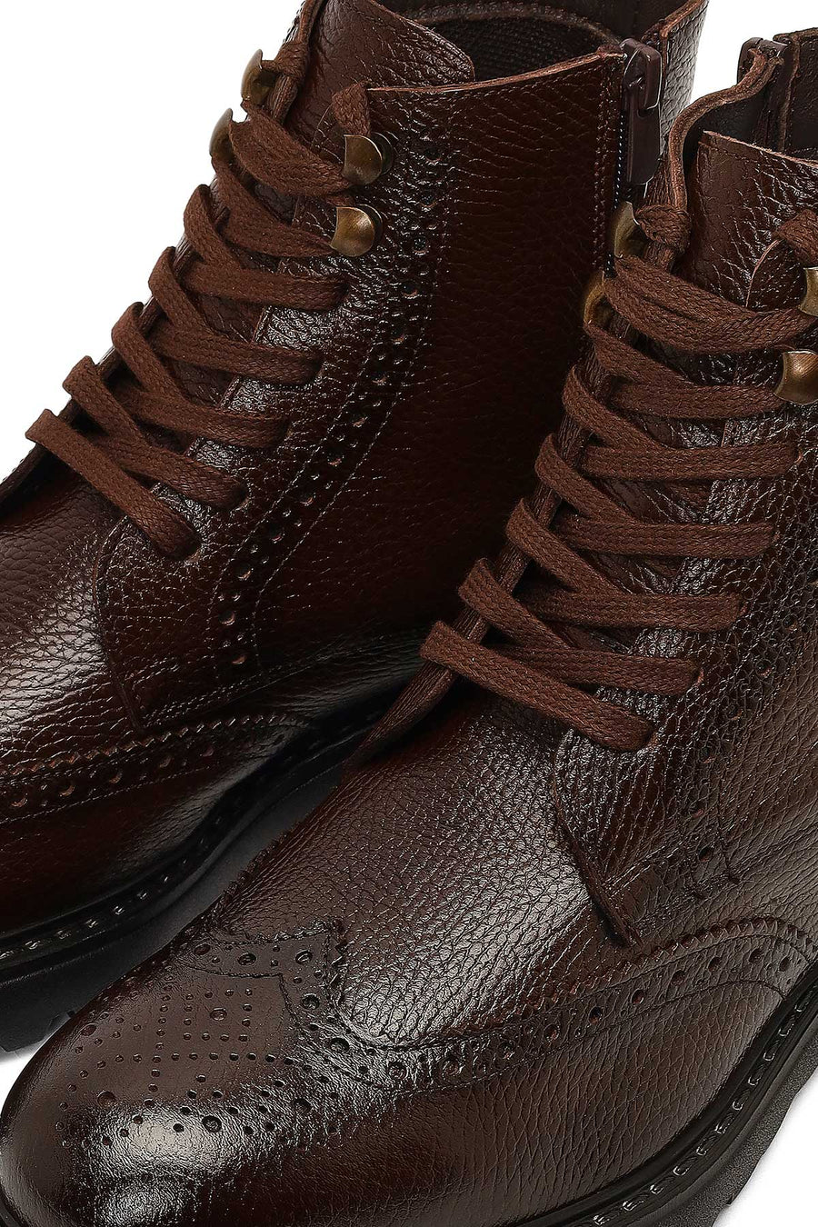 Men's Brown Zipper Leather Boot