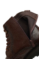 Men's Brown Zipper Leather Boot | Derimod