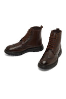 Men's Brown Zipper Leather Boot | Derimod