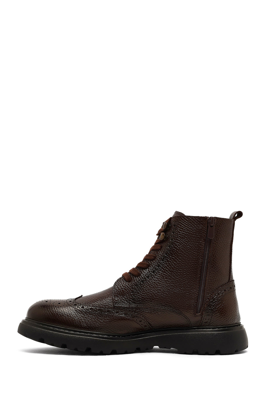 Men's Brown Zipper Leather Boot