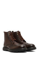 Men's Brown Zipper Leather Boot | Derimod