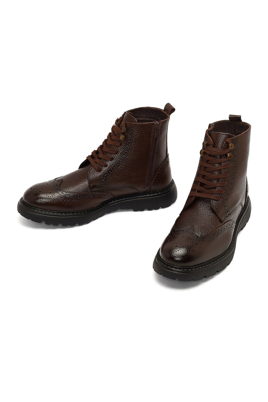 Men's Brown Zipper Leather Boot