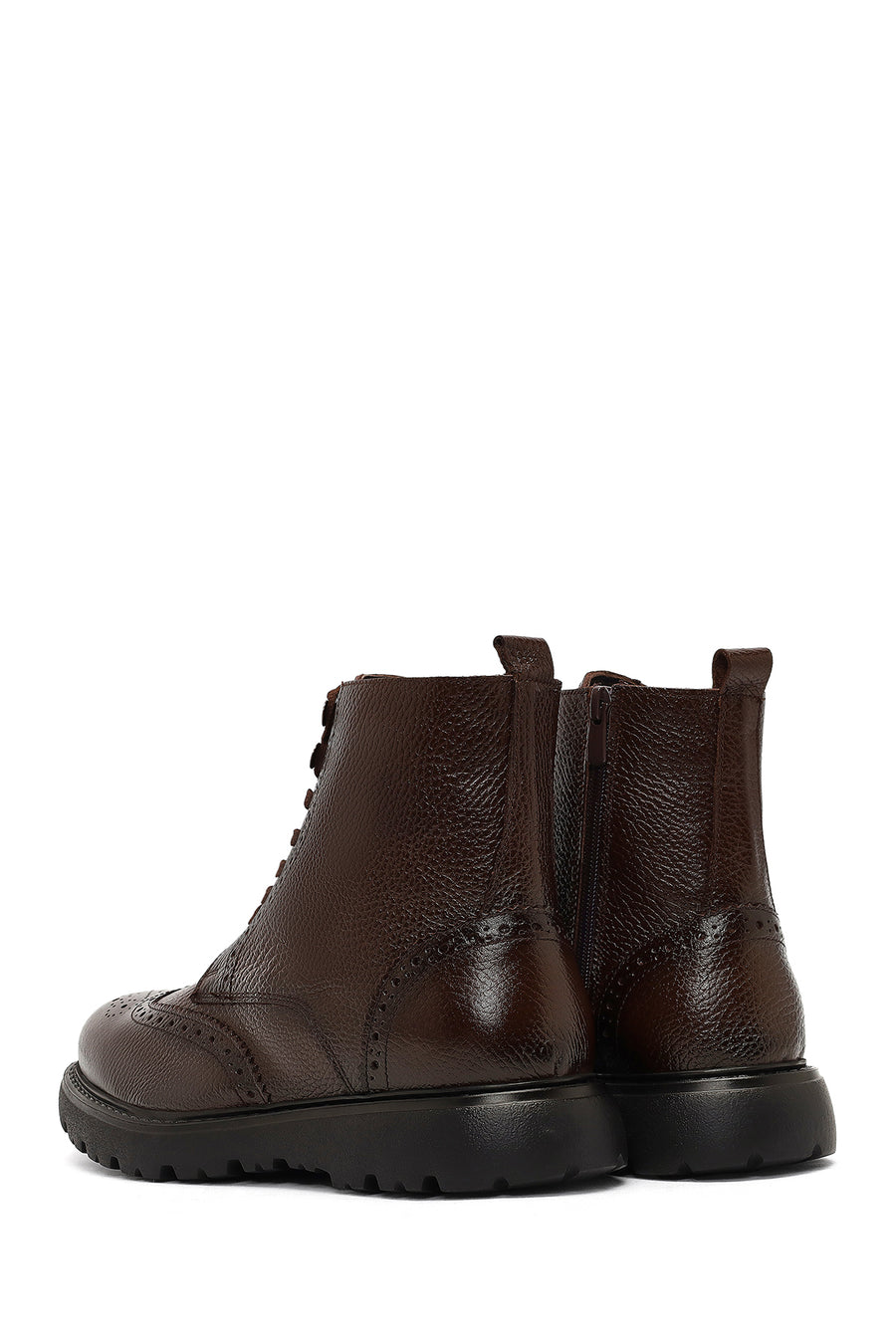 Men's Brown Zipper Leather Boot