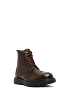 Men's Brown Zipper Leather Boot | Derimod