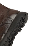 Men's Brown Zipper Leather Boot | Derimod