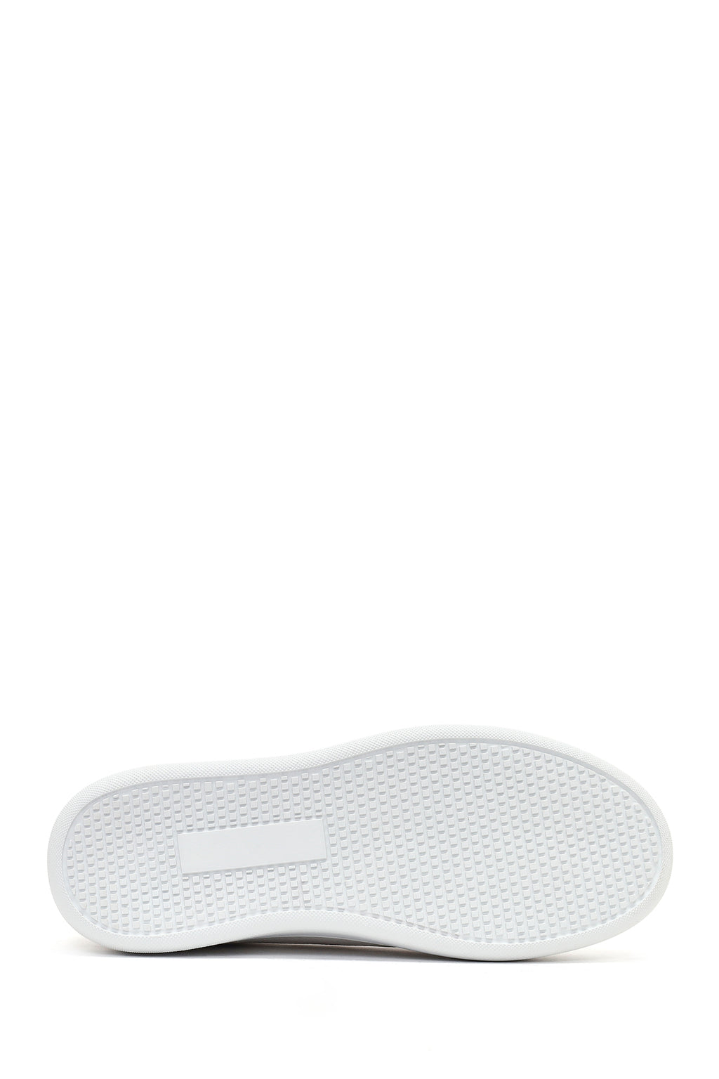 Erkek Beyaz Bağcıklı Kalın Tabanlı Deri Sneaker