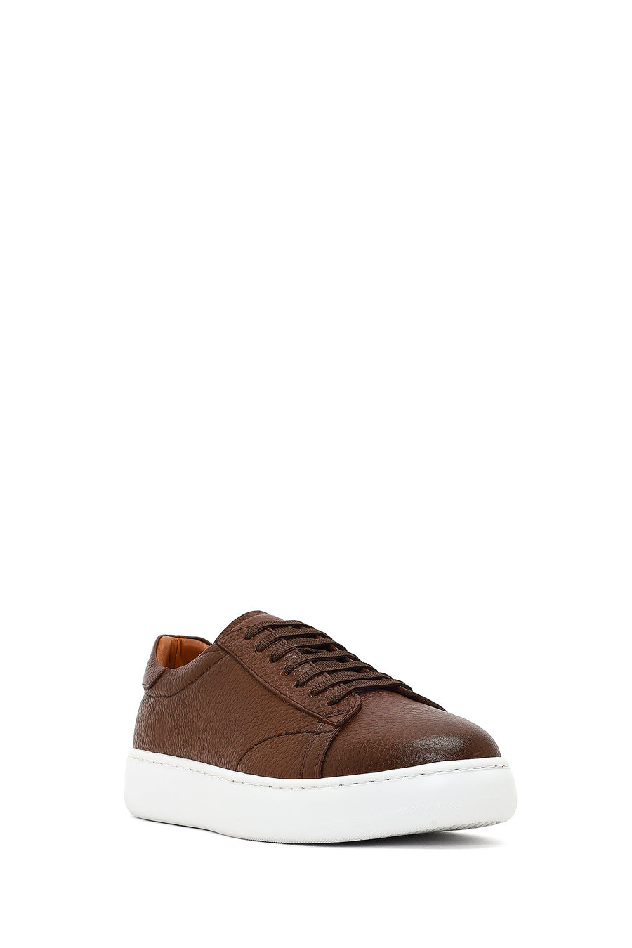 Erkek Taba Bağcıklı Kalın Tabanlı Deri Sneaker