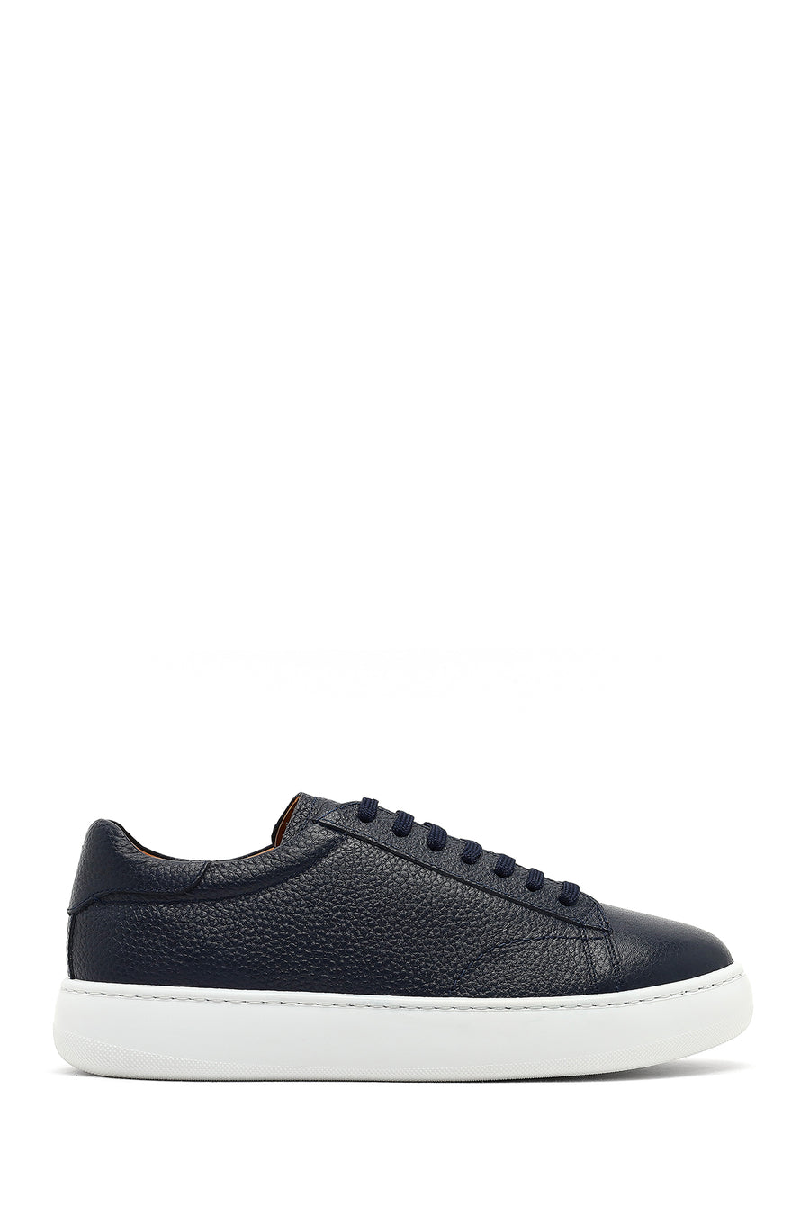 Men's Navy Blue Lace-Up Thick Sole Leather Sneaker 25WFD8240FT | Derimod