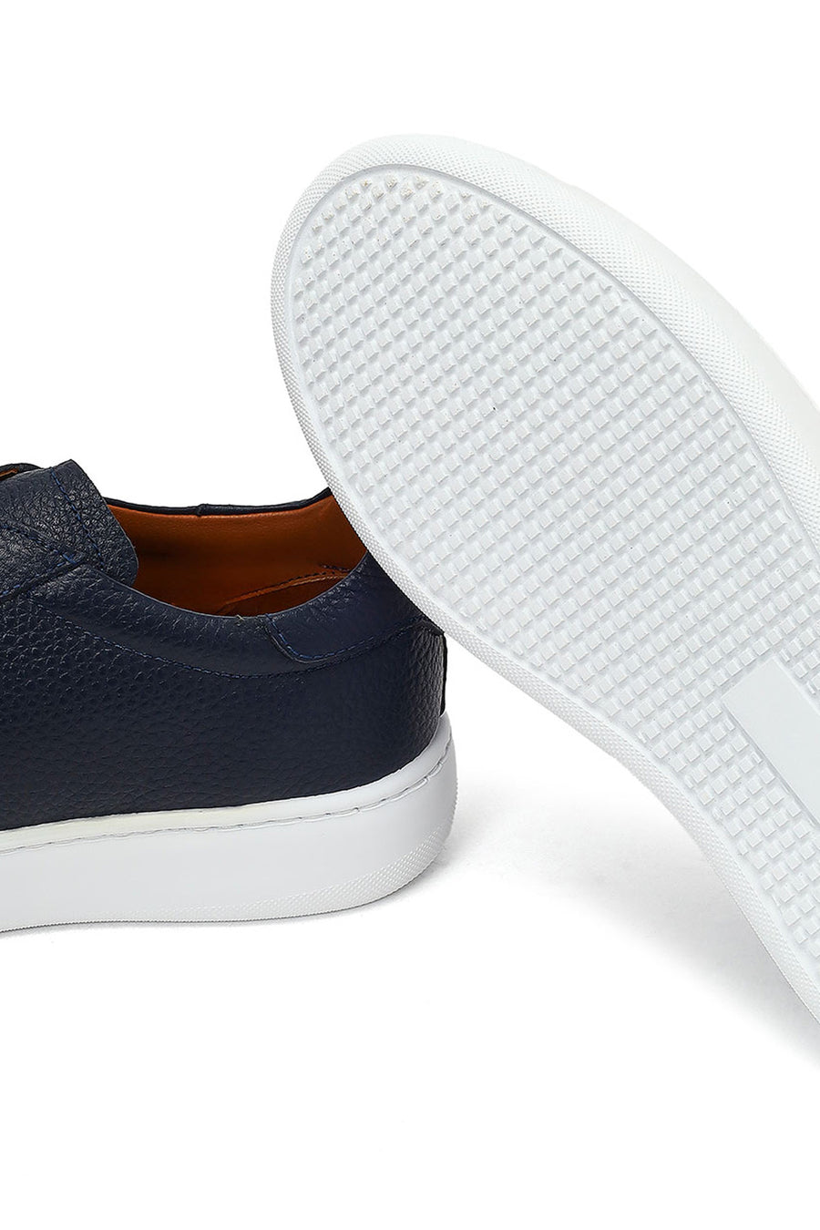 Men's Navy Blue Lace-Up Thick Sole Leather Sneaker