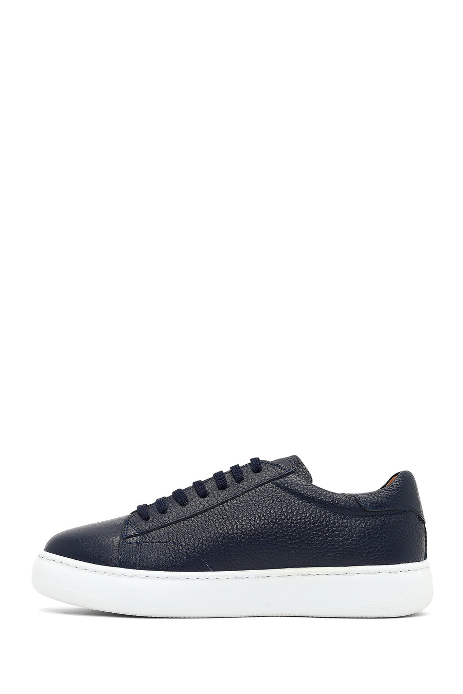 Men's Navy Blue Lace-Up Thick Sole Leather Sneaker