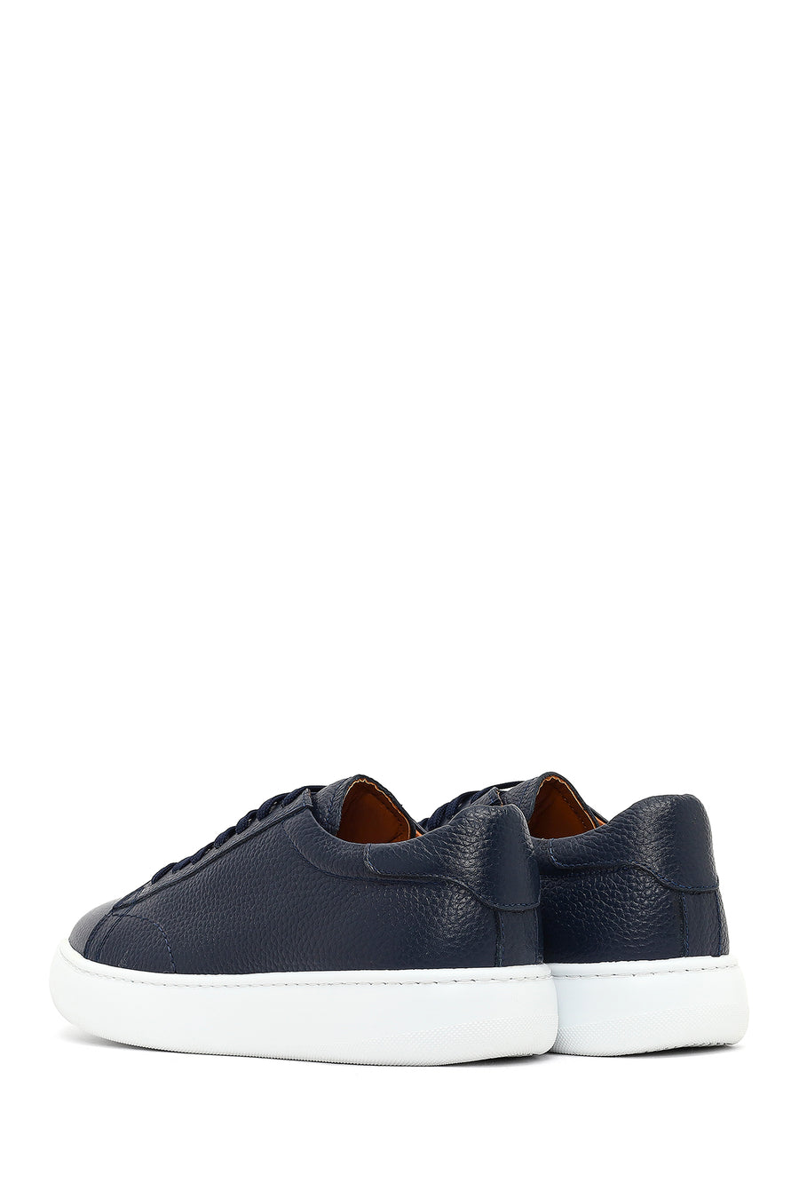 Men's Navy Blue Lace-Up Thick Sole Leather Sneaker