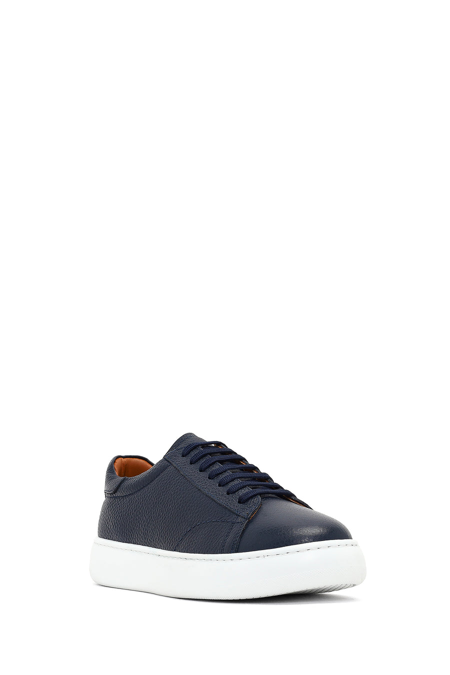 Men's Navy Blue Lace-Up Thick Sole Leather Sneaker