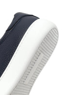 Erkek Lacivert Bağcıklı Kalın Tabanlı Deri Sneaker | Derimod