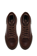 Erkek Kahverengi Bağcıklı Kalın Tabanlı Deri Sneaker | Derimod