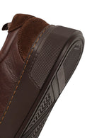 Erkek Kahverengi Bağcıklı Kalın Tabanlı Deri Sneaker | Derimod