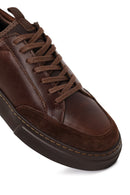 Erkek Kahverengi Bağcıklı Kalın Tabanlı Deri Sneaker | Derimod