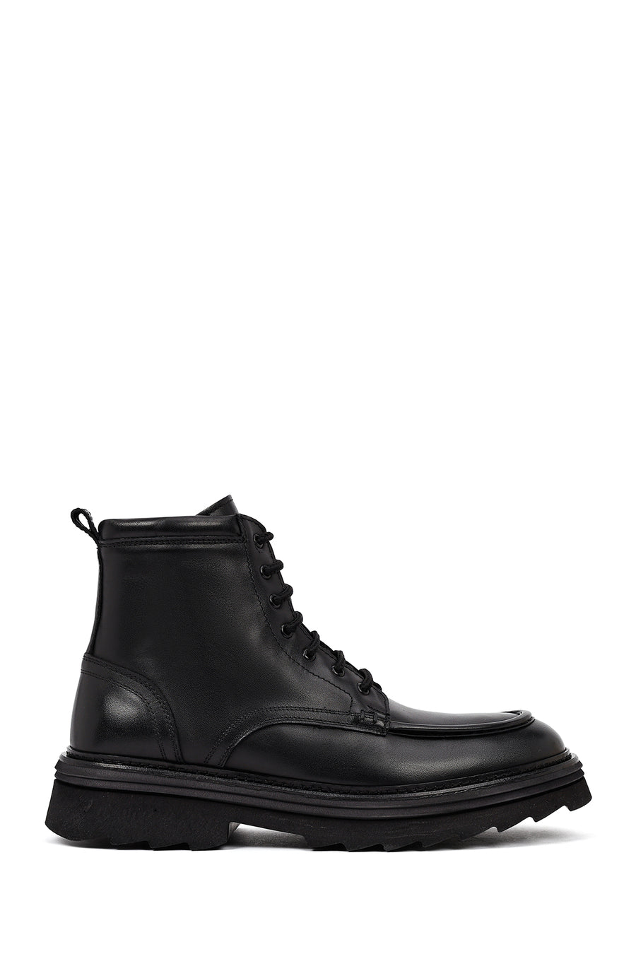 Men's Black Zippered Thick-Soled Leather Boot 25WFD828318 | Derimod