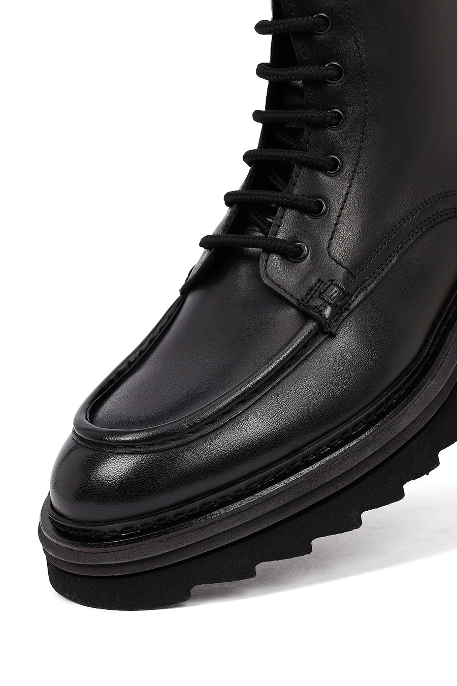Men's Black Zippered Thick-Soled Leather Boot