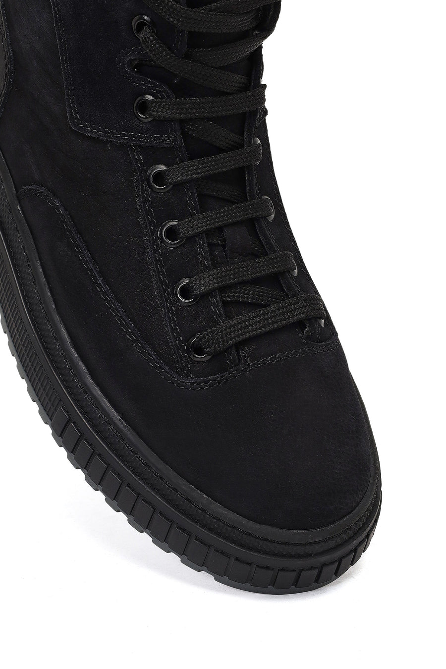 Men's Black Lace-up Nubuck Leather Sports Boots