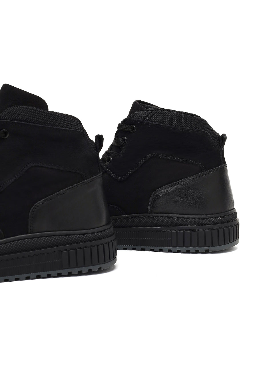 Men's Black Lace-up Nubuck Leather Sports Boots