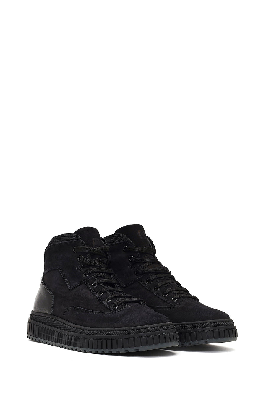 Men's Black Lace-up Nubuck Leather Sports Boots