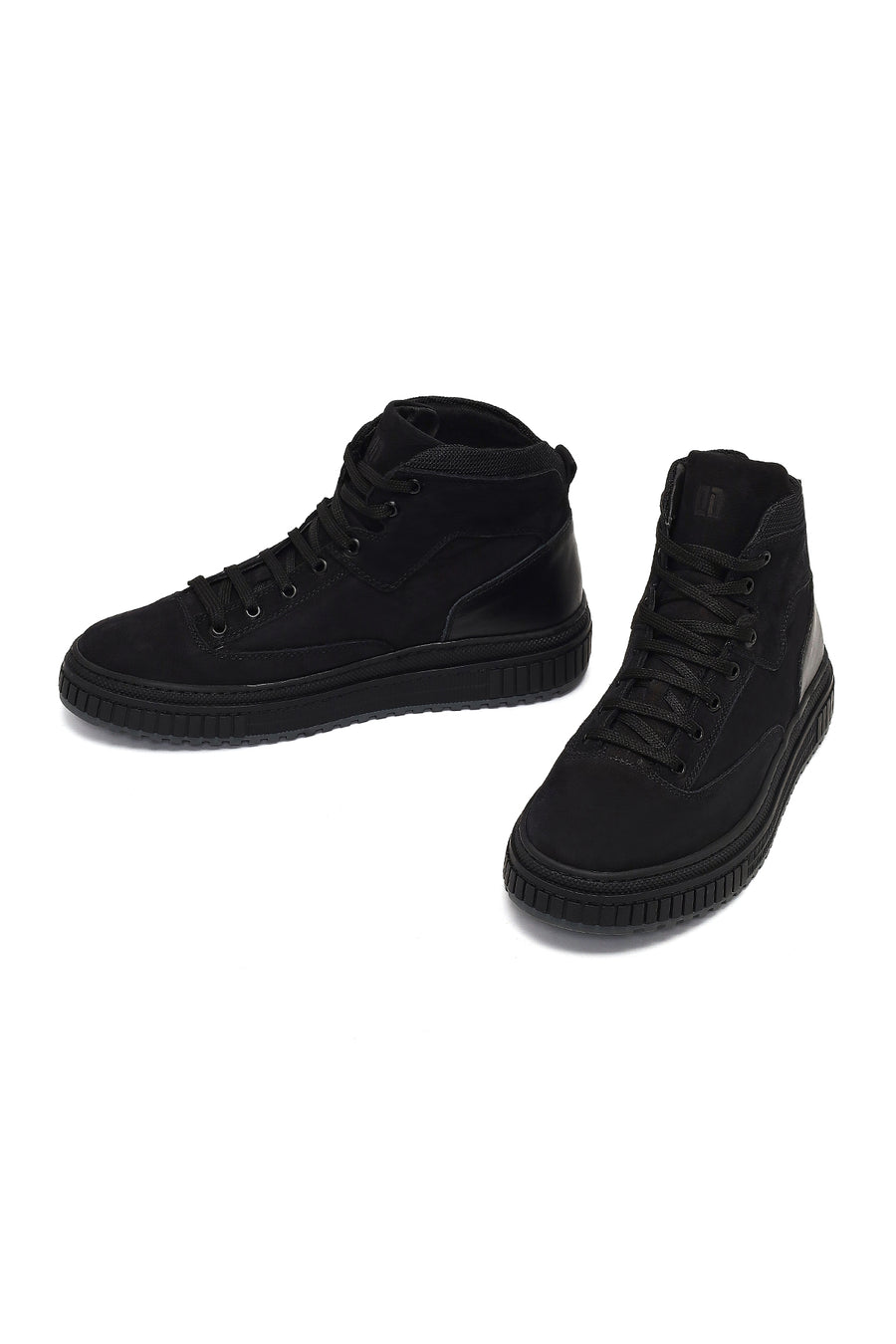 Men's Black Lace-up Nubuck Leather Sports Boots