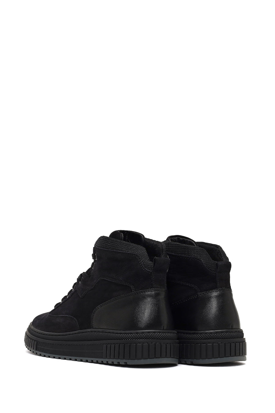 Men's Black Lace-up Nubuck Leather Sports Boots