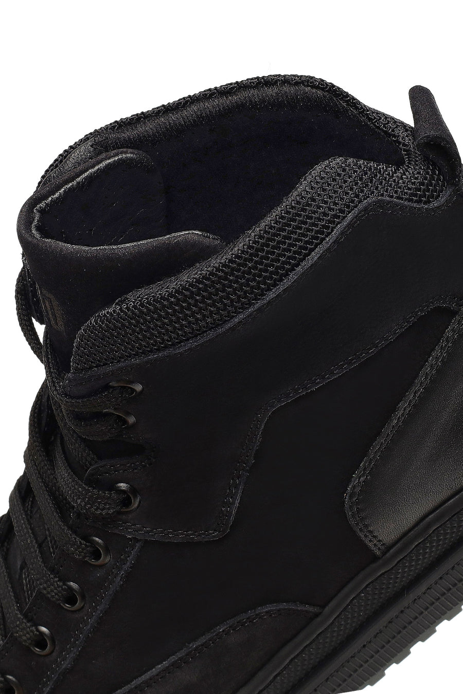 Men's Black Lace-up Nubuck Leather Sports Boots